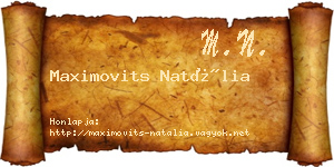 Maximovits Natália névjegykártya
